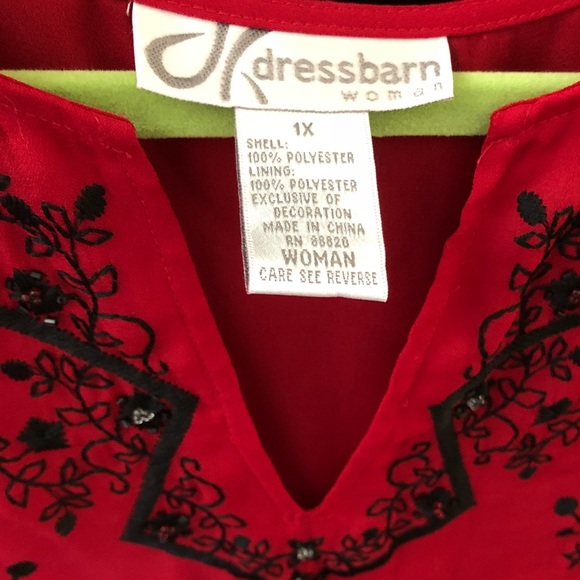 DressBarn Red Beaded Tunic SZ XL - Picture 2 of 5